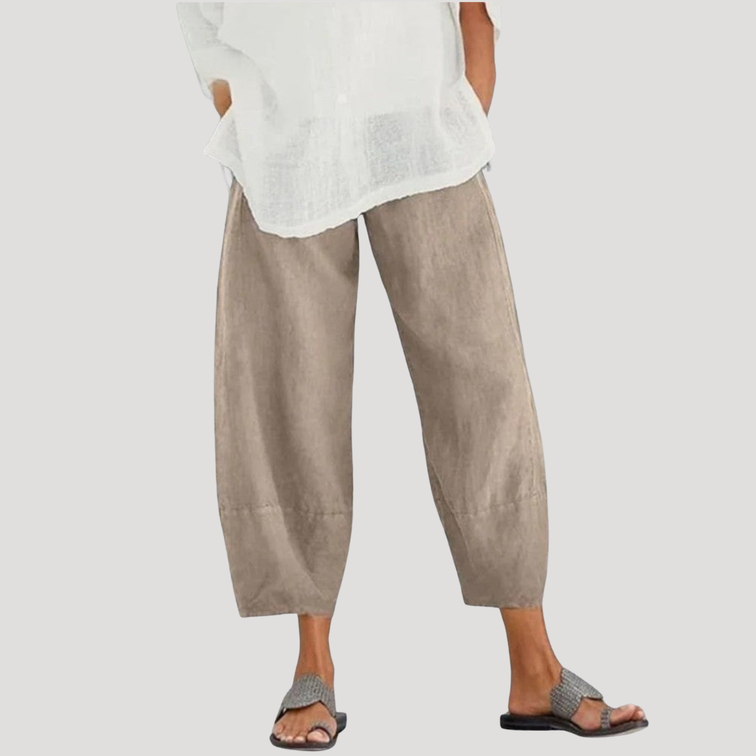 Phyllis | Cropped Barrel Leg Trousers with Relaxed Fit