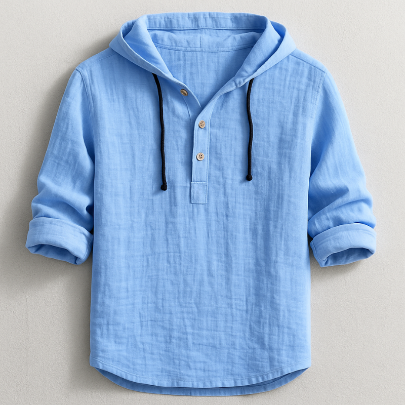 Bradley | Long Sleeve Hooded Henley Shirt