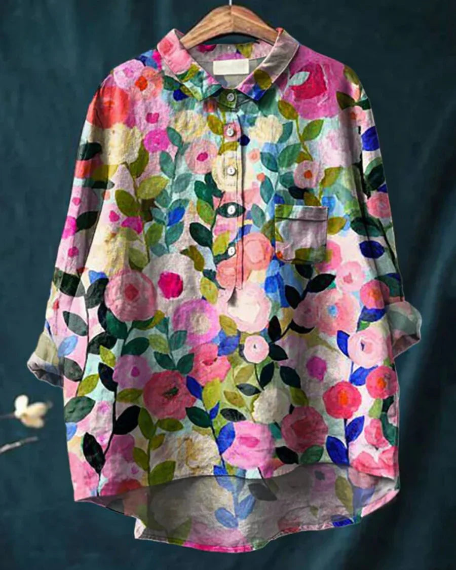 Emery | Painterly Floral Long Sleeve Blouse