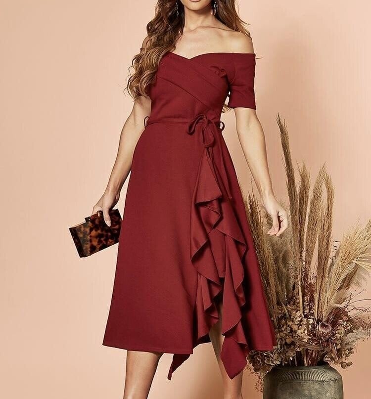 Valerie | Dress Off Shoulder Ruffle Wrap Hem