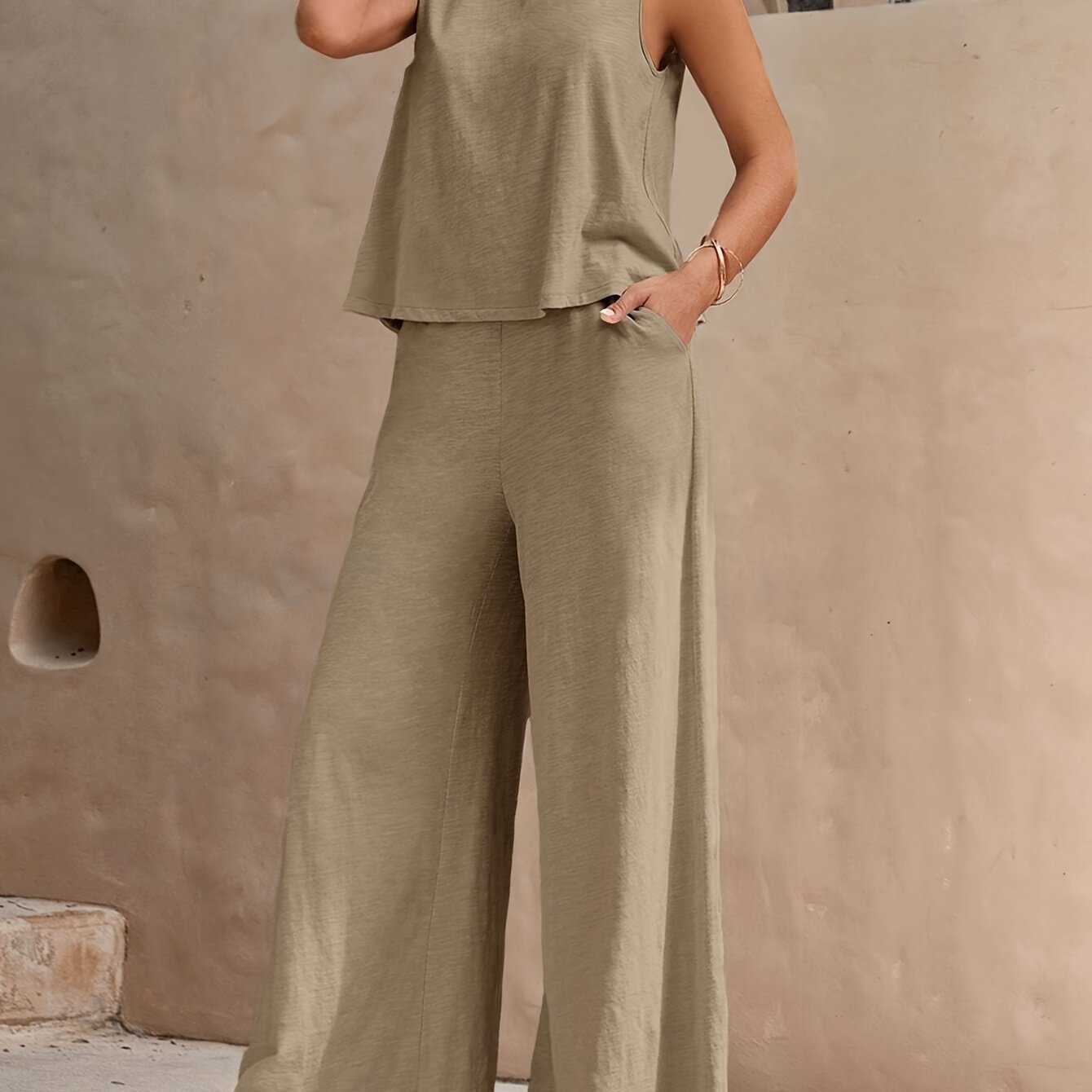 Marcelina - Wide Leg Sleeveless Two Piece Set