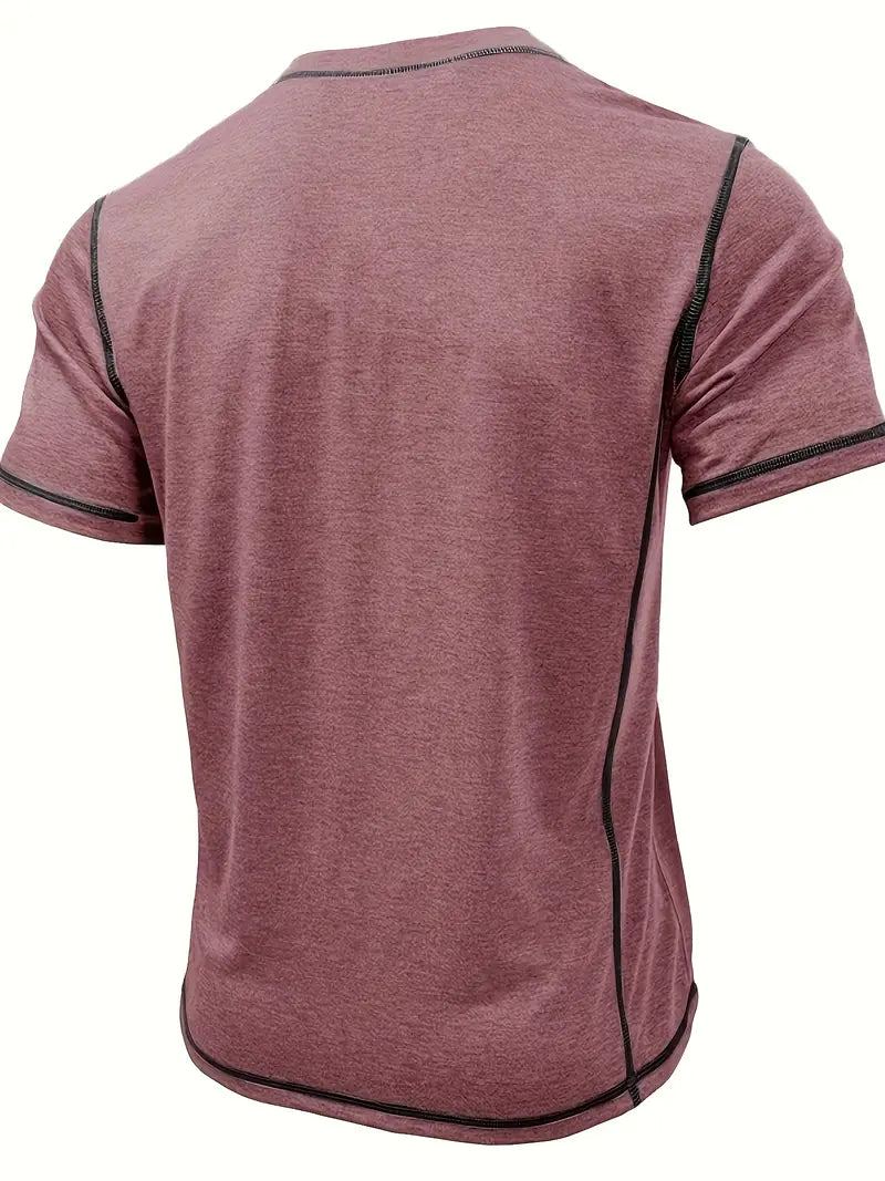 Orazio | Short Sleeve Henley Neck T-Shirt