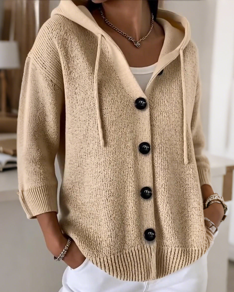Noreen | Hooded Cardigan with Button Front