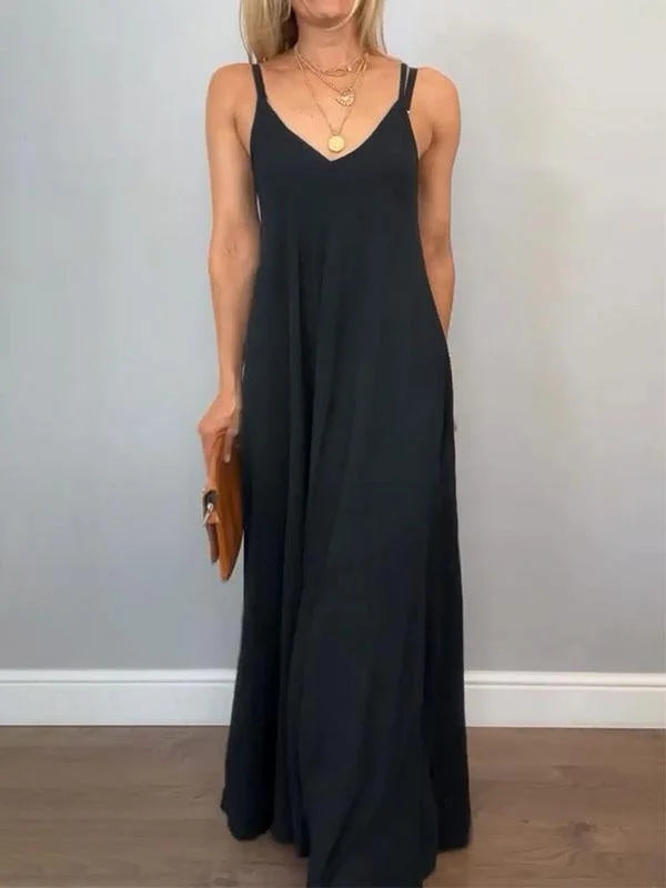 Jolanta | Sleeveless V Neck Maxi Dress