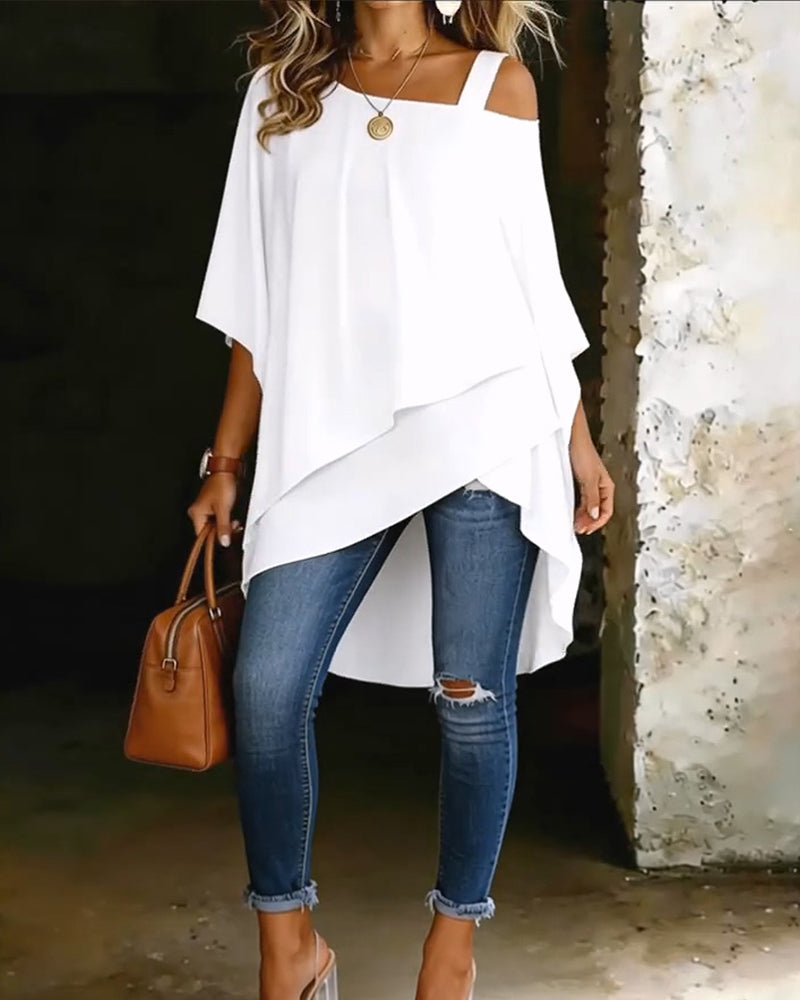 Aurona | Cold Shoulder Asymmetric Tunic Top