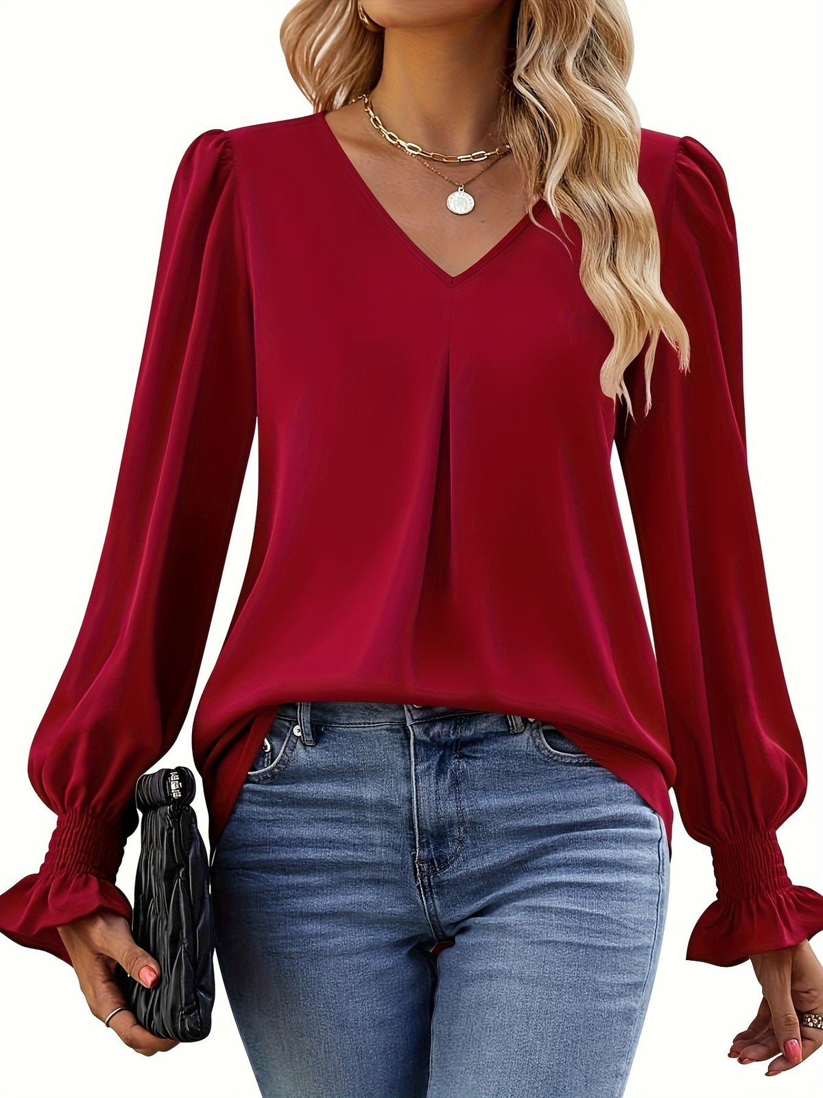 Quenisetta | Loose Fit Long Sleeve Blouse with Ruffles