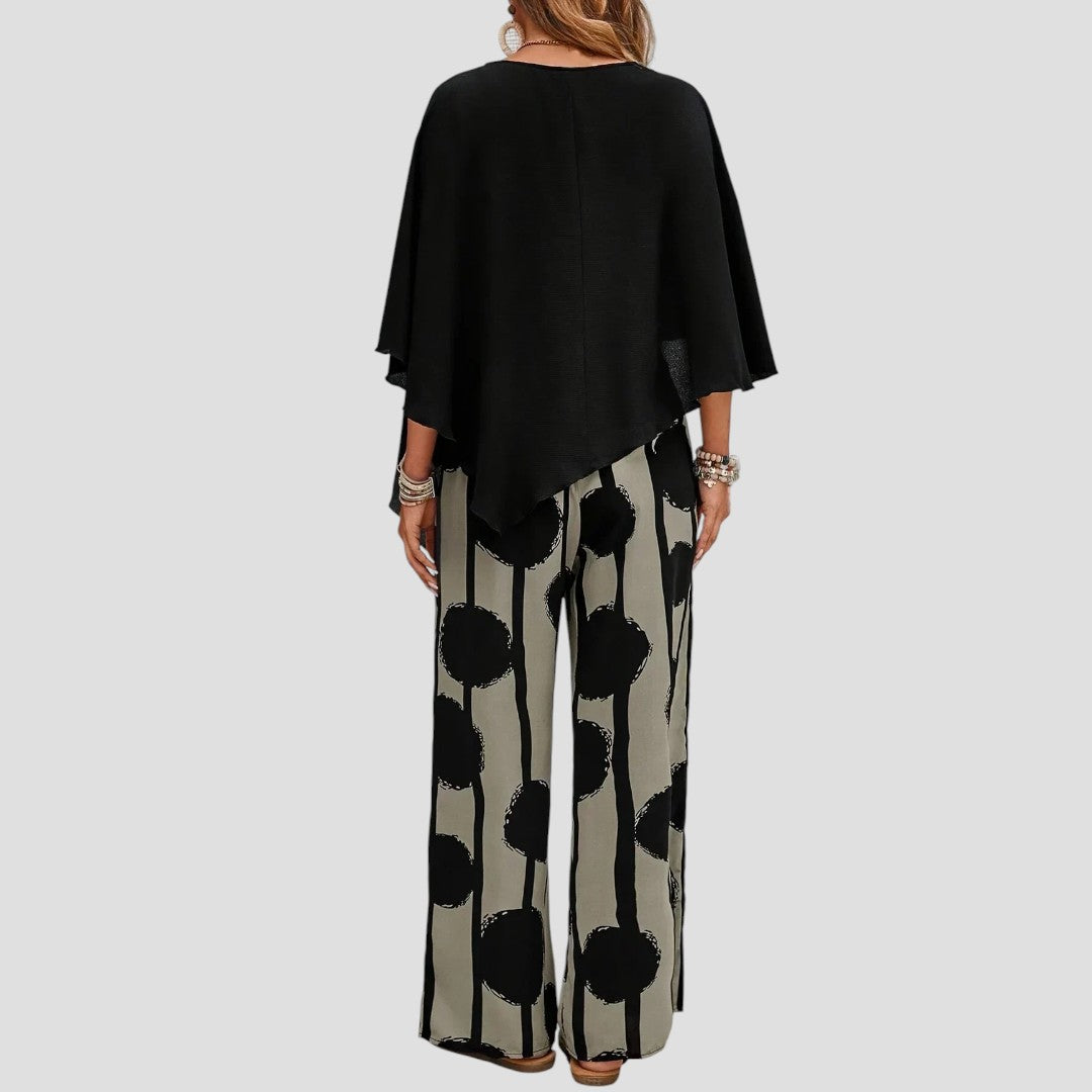 Paolina | Overlay Top Wide Leg Jumpsuit