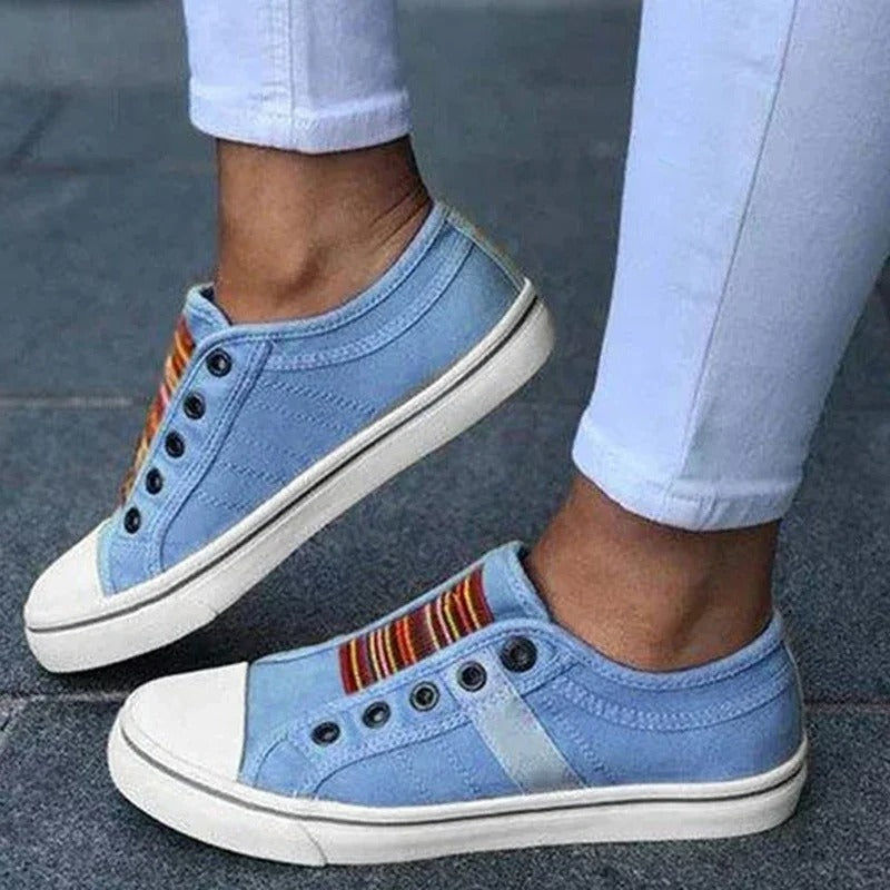 Guldy | Slip On Stripe Panel Trainers