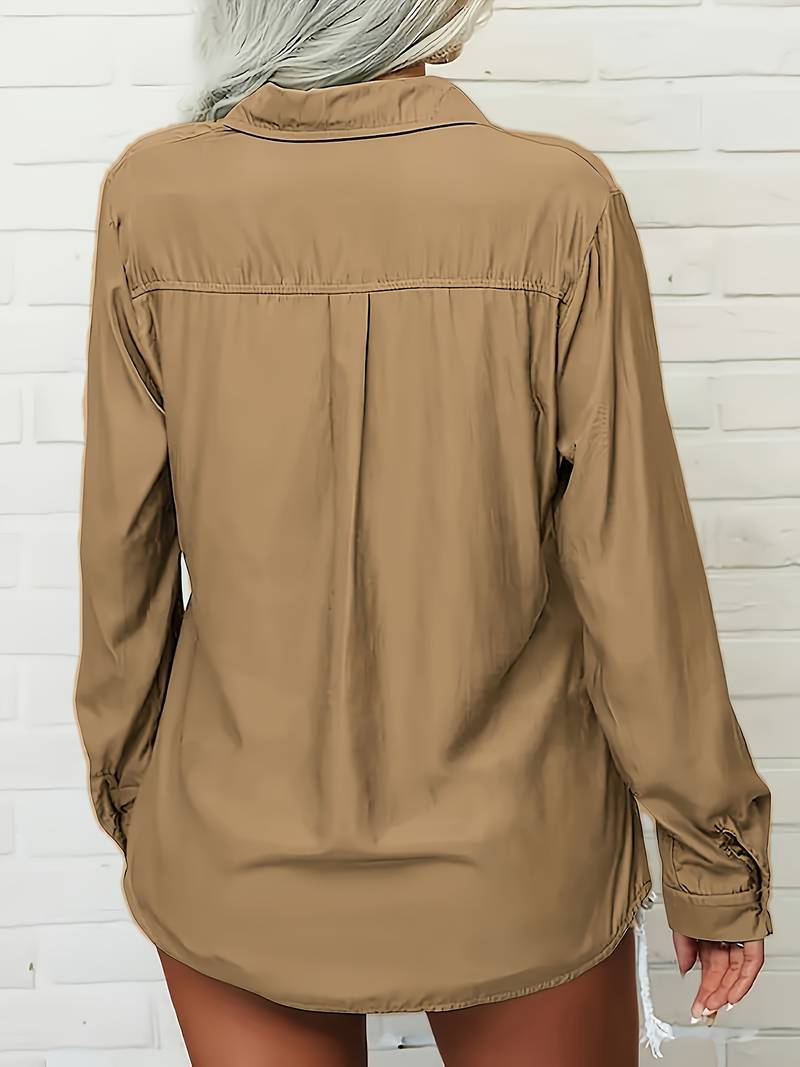 Amani | Long Sleeve Lapel Button Front Shirt
