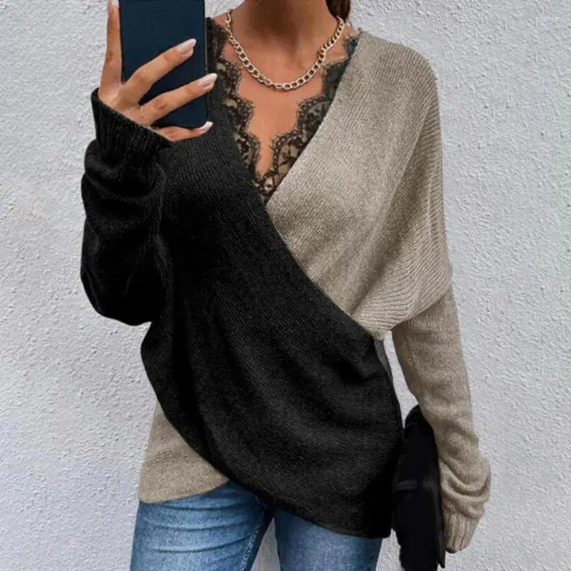 Keira | Long Sleeve Colour Block Wrap Sweater