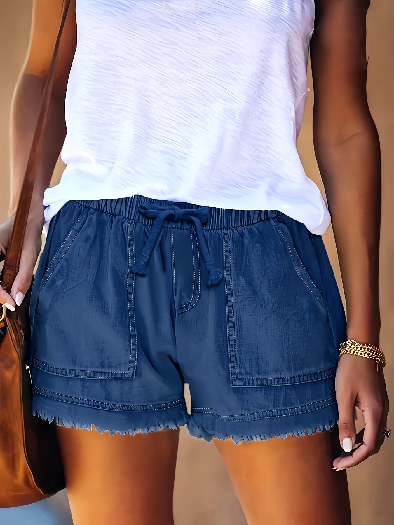 Katarina | Drawstring Denim Shorts with Pockets