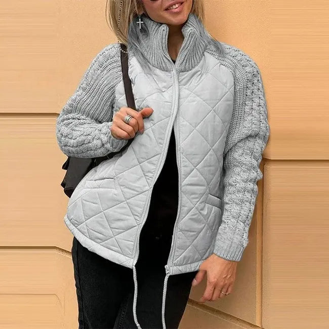 Daphne | Quilted Jacket with Knitted Sleeves