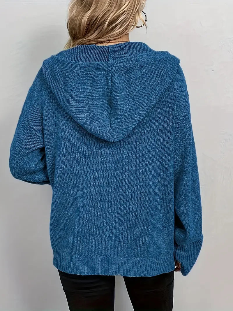 Suthida | Hooded Button Front Knitted Cardigan Sweater