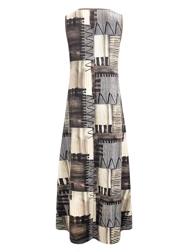 Brigitten | Abstract Print Sleeveless Maxi Dress