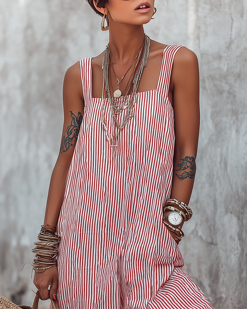 Keri | Striped Sleeveless Relaxed Fit Jumpsuit