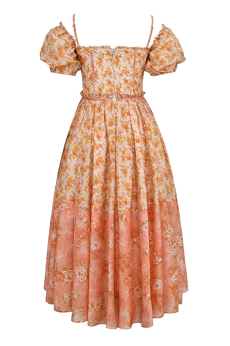 Mellie | Floral Puff Sleeve Midi Dress