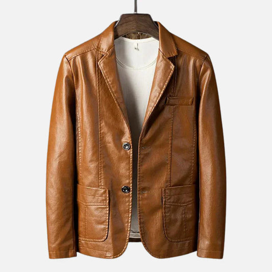 Heinz | Vintage Style Button Leather Blazer