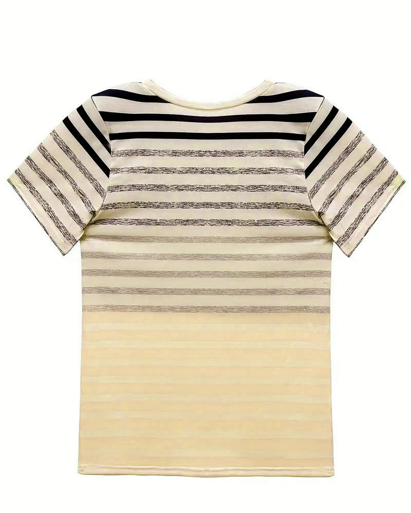 Kellie | Striped Round Neck Short Sleeve T Shirt