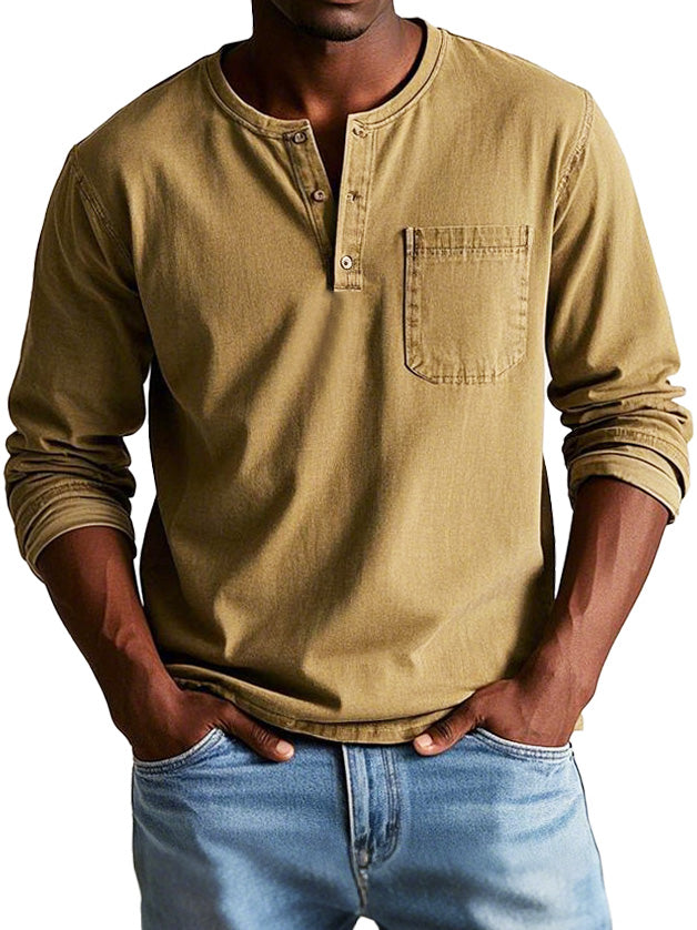 Gerry | Classic Casual Long Sleeve Henley Cotton Shirt