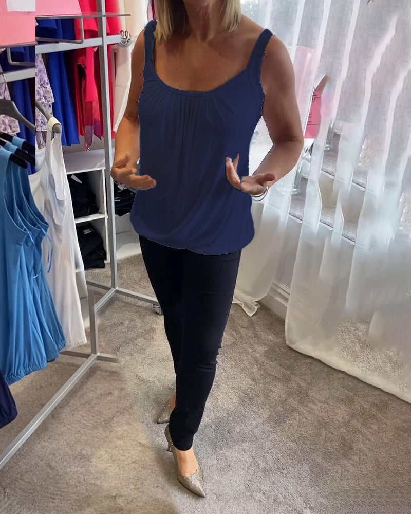 Hanner | Pleated Sleeveless Scoop Neck Top