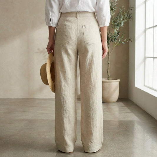Solara High-Waisted Linen Wide-Leg Trousers