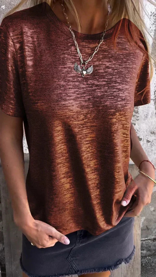 Aiyana | Short Sleeve Burnout Effect T Shirt