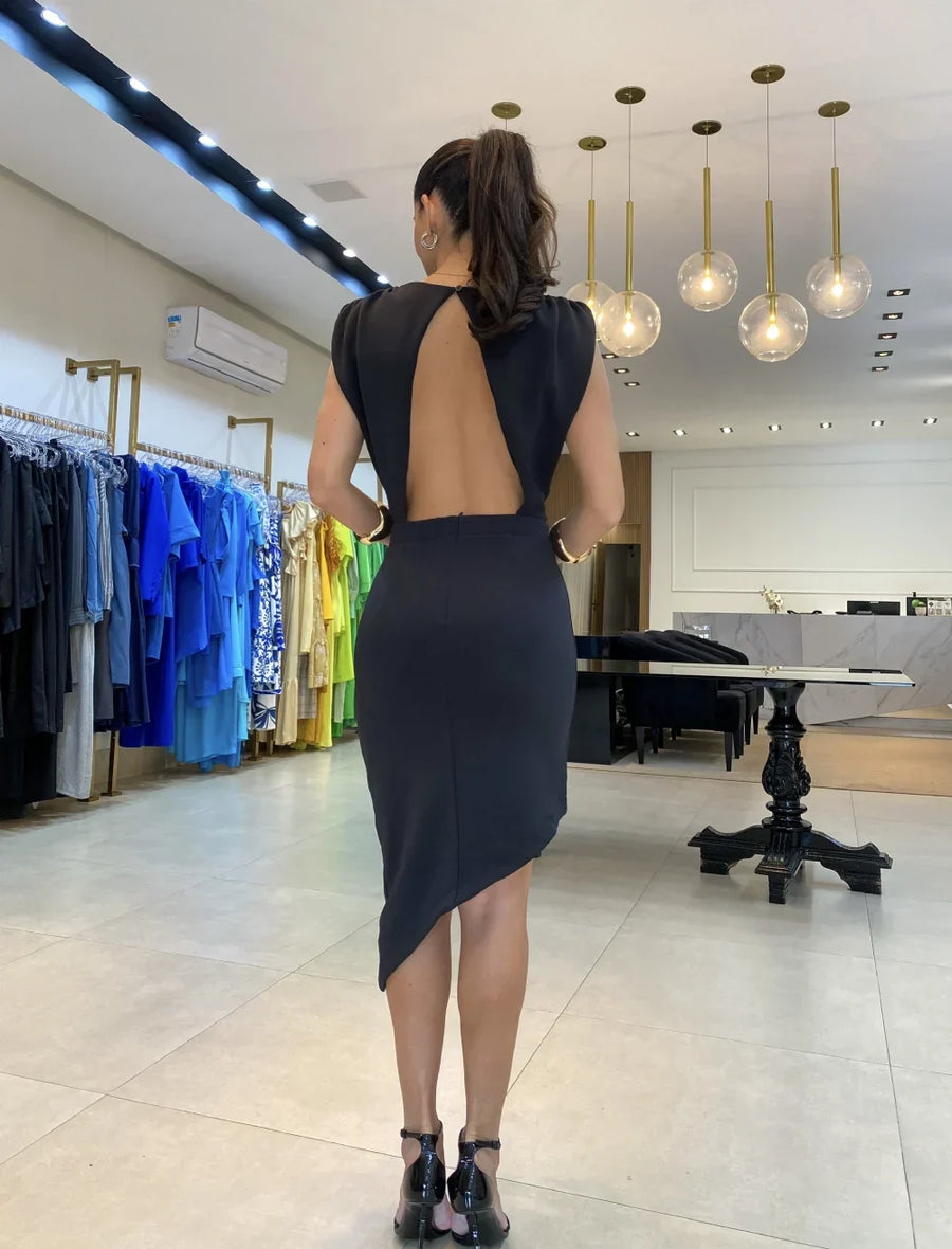 Meelia | Sleeveless Asymmetric Wrap Midi Dress