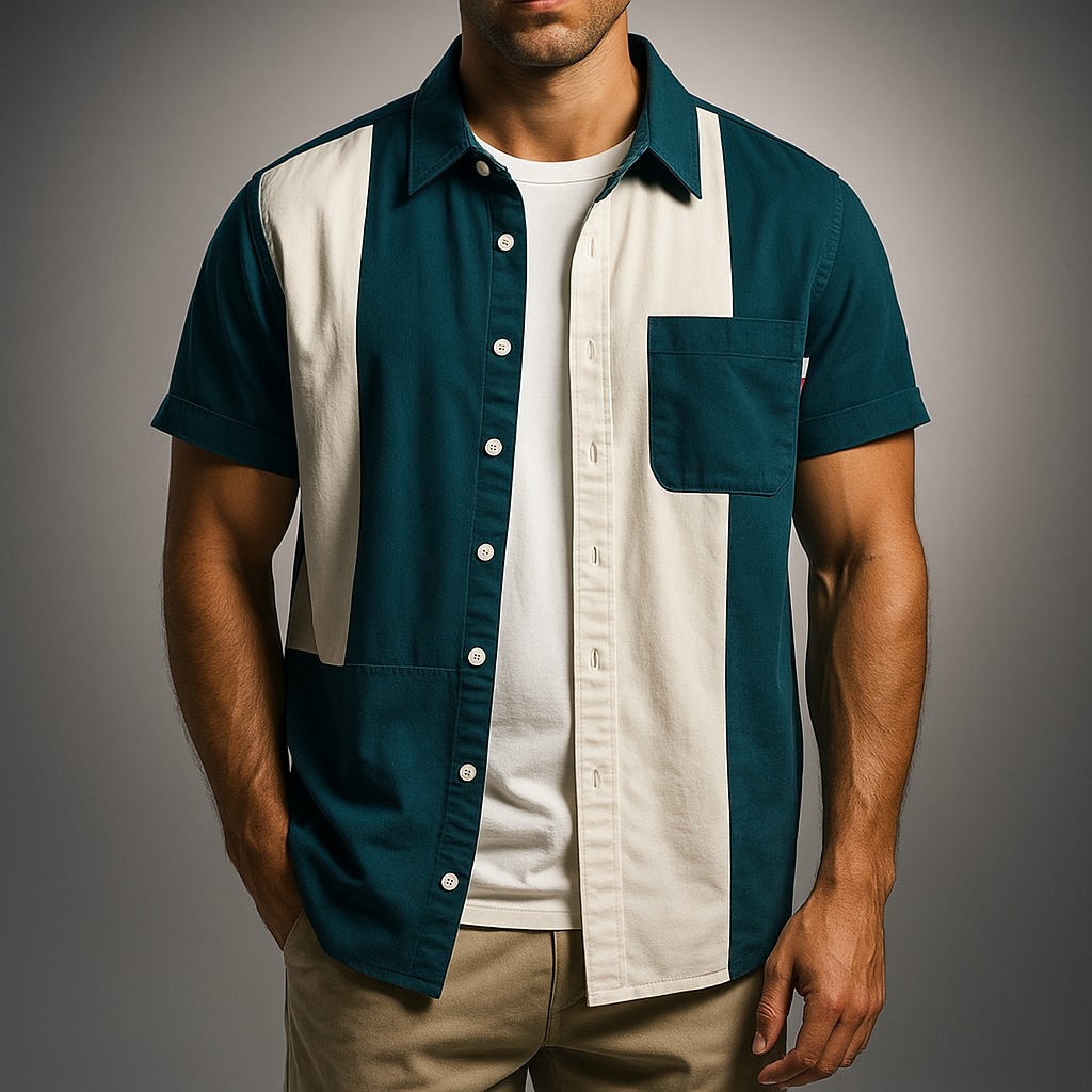 Biagio | Short Sleeve Colour Block Button Shirt