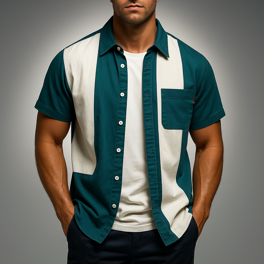 Biagio | Short Sleeve Colour Block Button Shirt