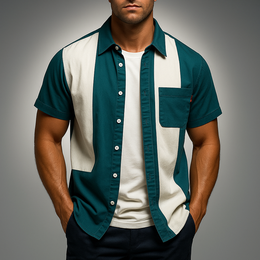Biagio | Short Sleeve Colour Block Button Shirt