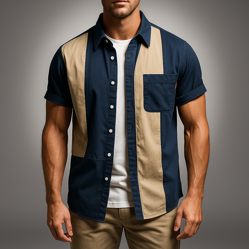 Biagio | Short Sleeve Colour Block Button Shirt