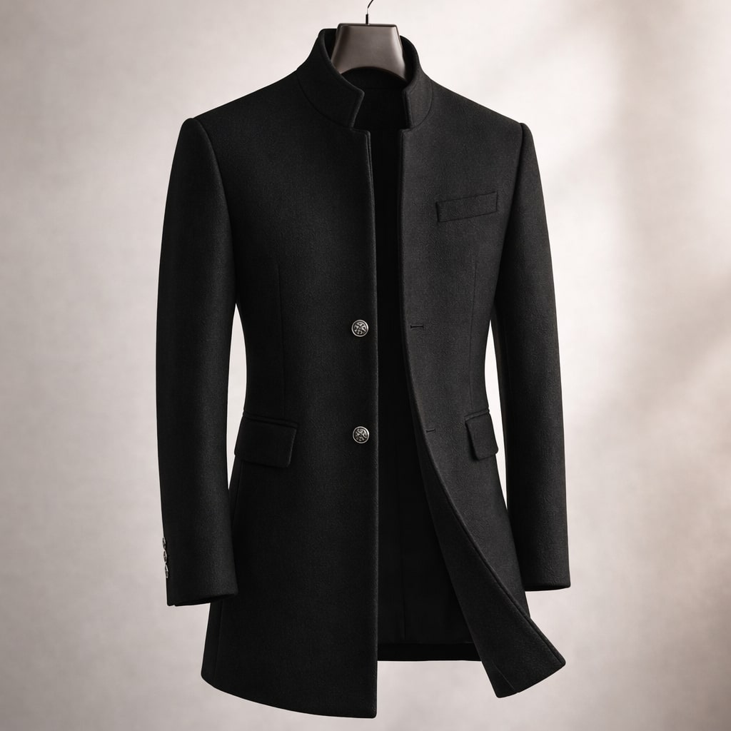 Dusko | Stand Collar Button Front Long Coat