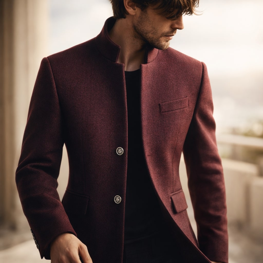 Dusko | Stand Collar Button Front Long Coat