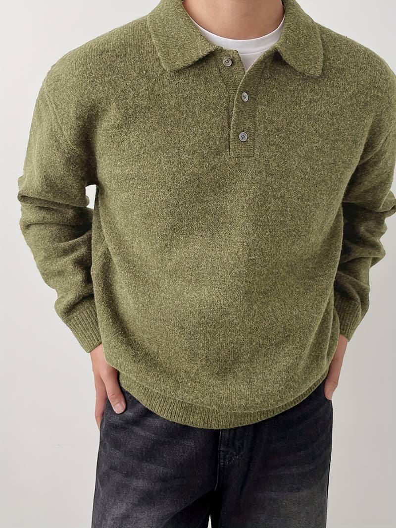 Eliran | Long Sleeve Textured Knit Polo Top