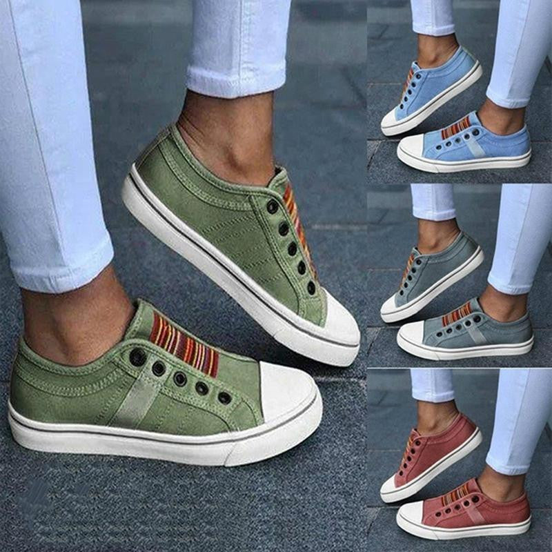 Guldy | Slip On Stripe Panel Trainers