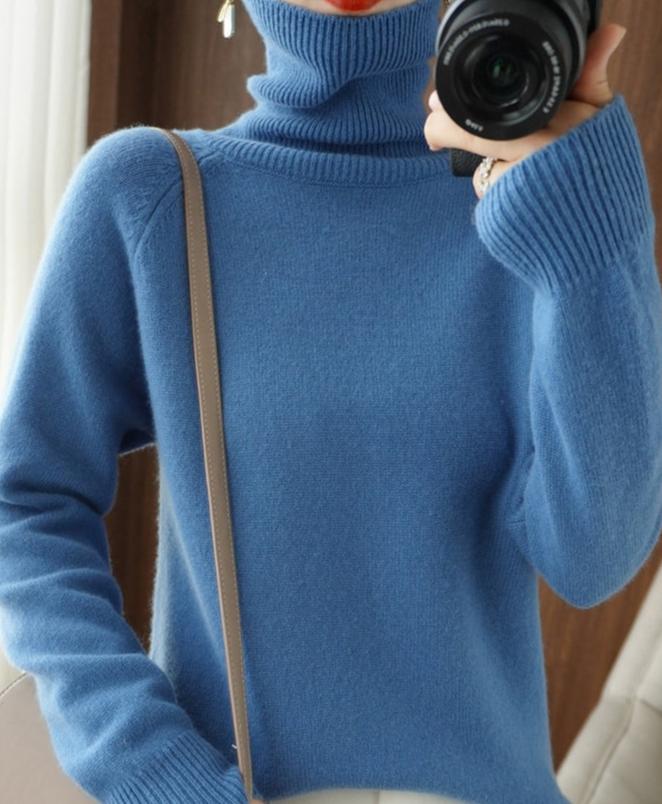 Amber | Long Sleeve Turtleneck Jumper with Ribbed Detail