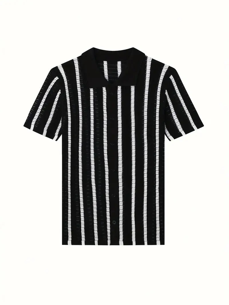 Cordell | Short Sleeve Striped Knit Polo Shirt