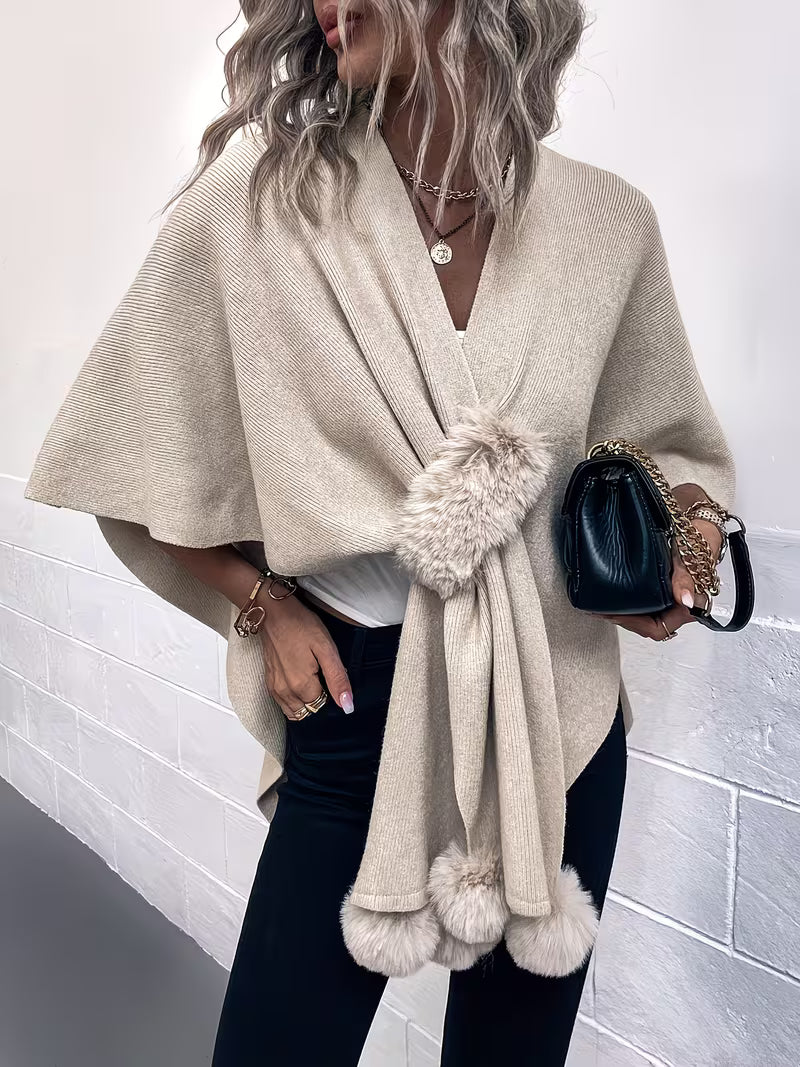 Maebry - Round Ball Cape Knitted Shawl Cardigan
