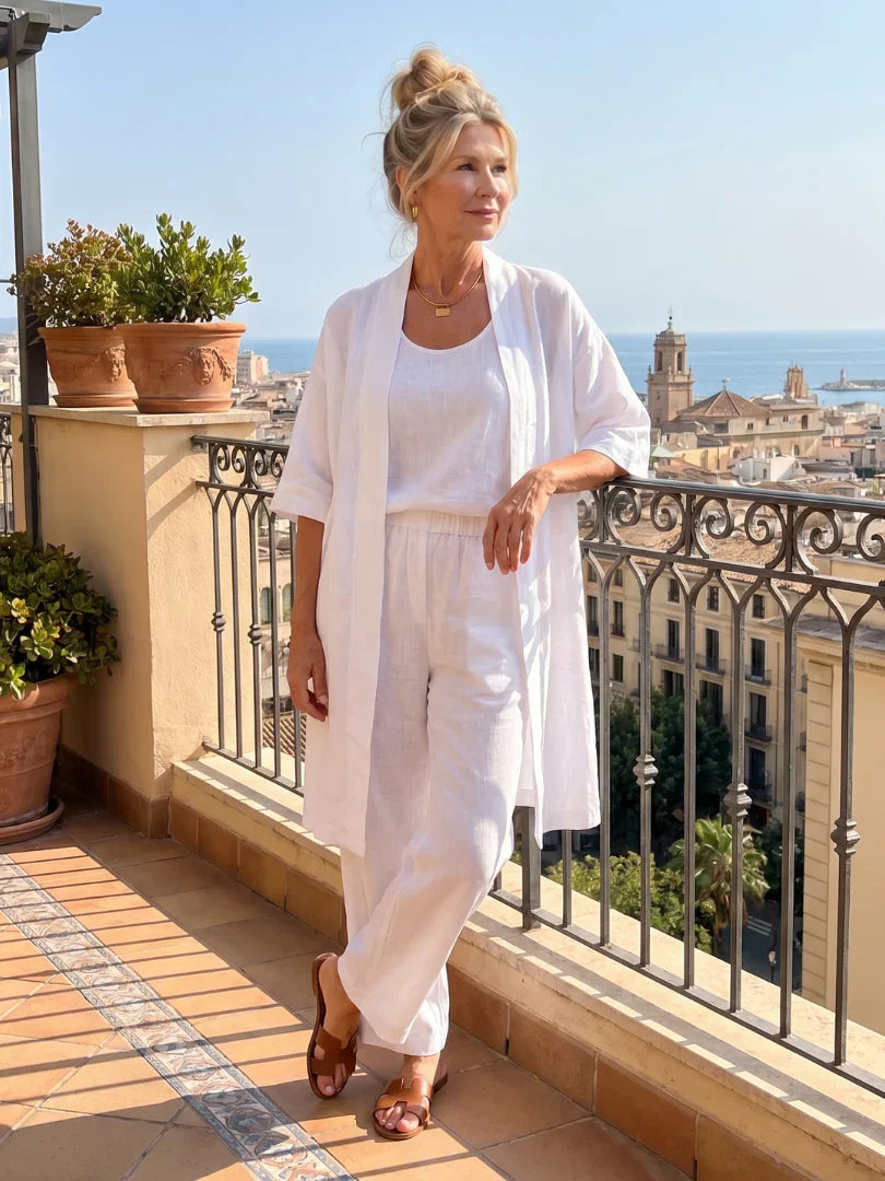 Amberley | Linen Style Three Piece Trouser Set
