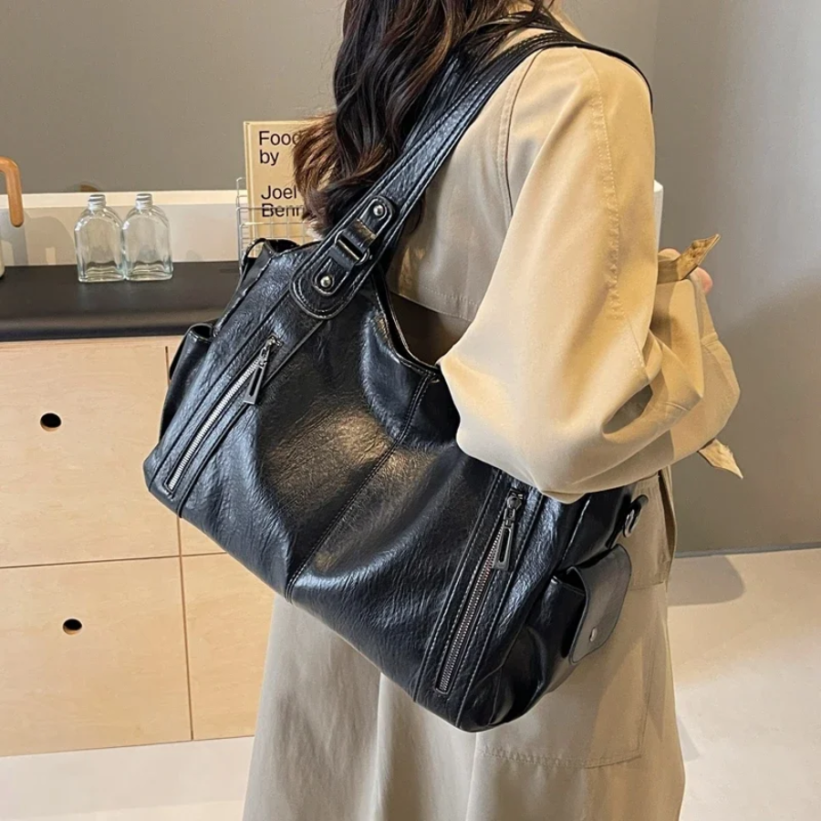 Lynn | Large Shoulder Tote Bag with Zip Pockets