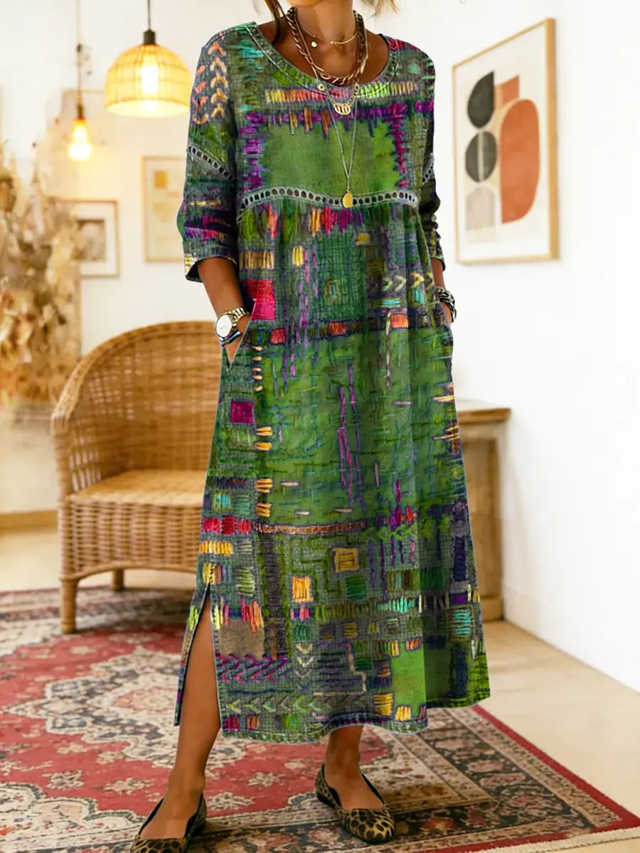 Nihada | Printed Midi Dress With Side Pockets