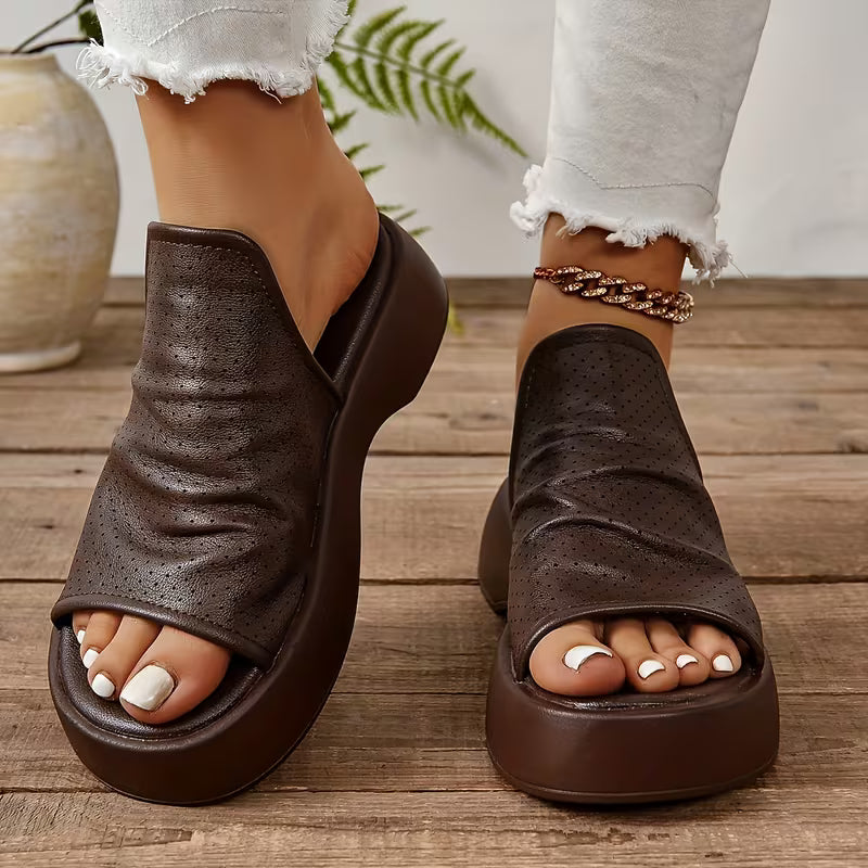 Sofya | Platform Open Toe Slip-On Slippers