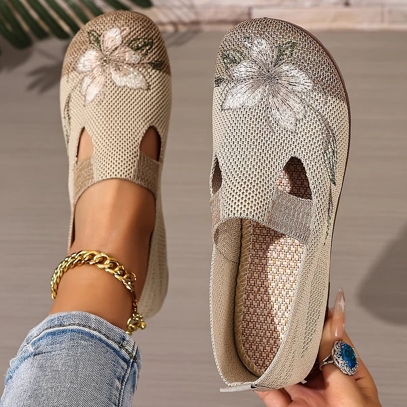 Martine | Embroidered Knit Walking Shoes