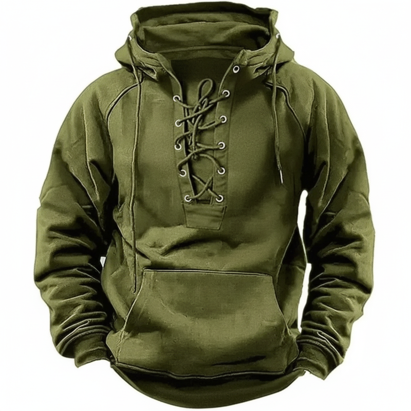 Hovav | Sweatshirt with Lace-Up Hood and Kangaroo Pocket