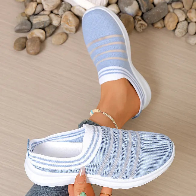 Aleyda | Slip On Striped Knit Casual Trainers
