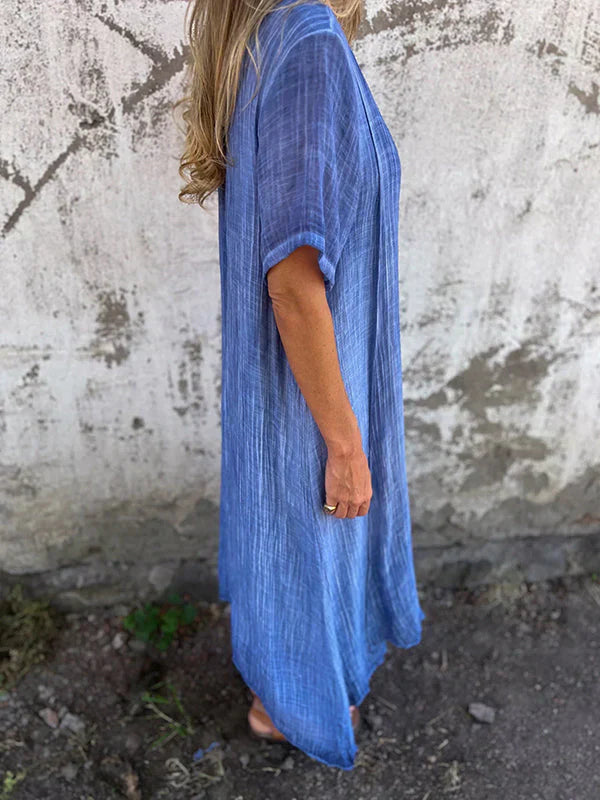 Lamis | V Neck Short Sleeve Maxi Dress