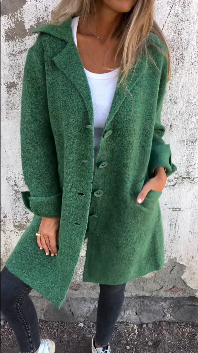 Baylea | Long Button Front Coat With Lapels