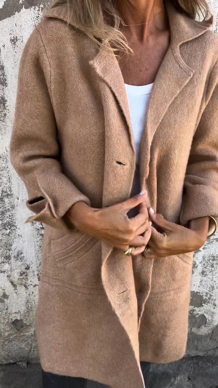 Baylea | Long Button Front Coat With Lapels