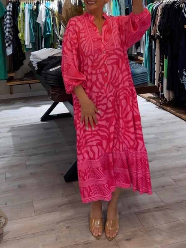 Elyanna | Printed Midi Dress with Button Front