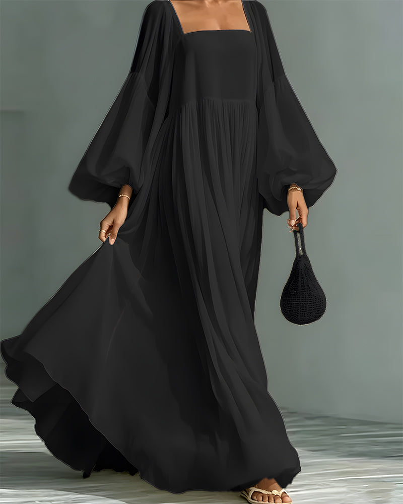 Nunila | Square Neck Balloon Sleeves Maxi Dress